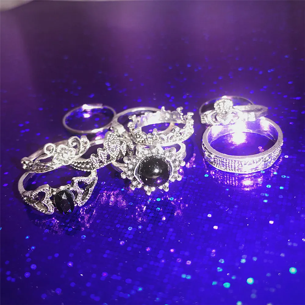 10 PIECES RETRO PUNK RINGS BY19000