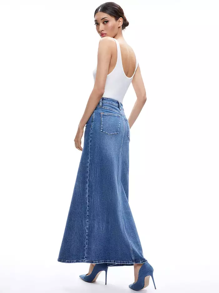 Alice + Olivia - Rye Denim Maxi Skirt - Brooklyn Blue