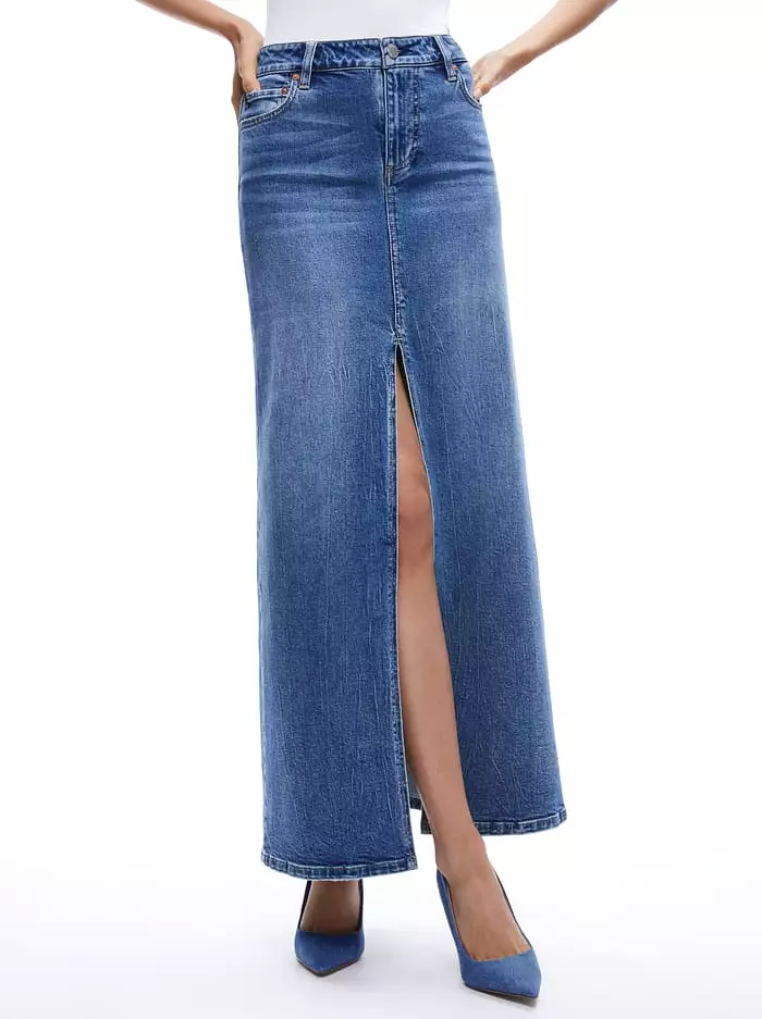 Alice + Olivia - Rye Denim Maxi Skirt - Brooklyn Blue