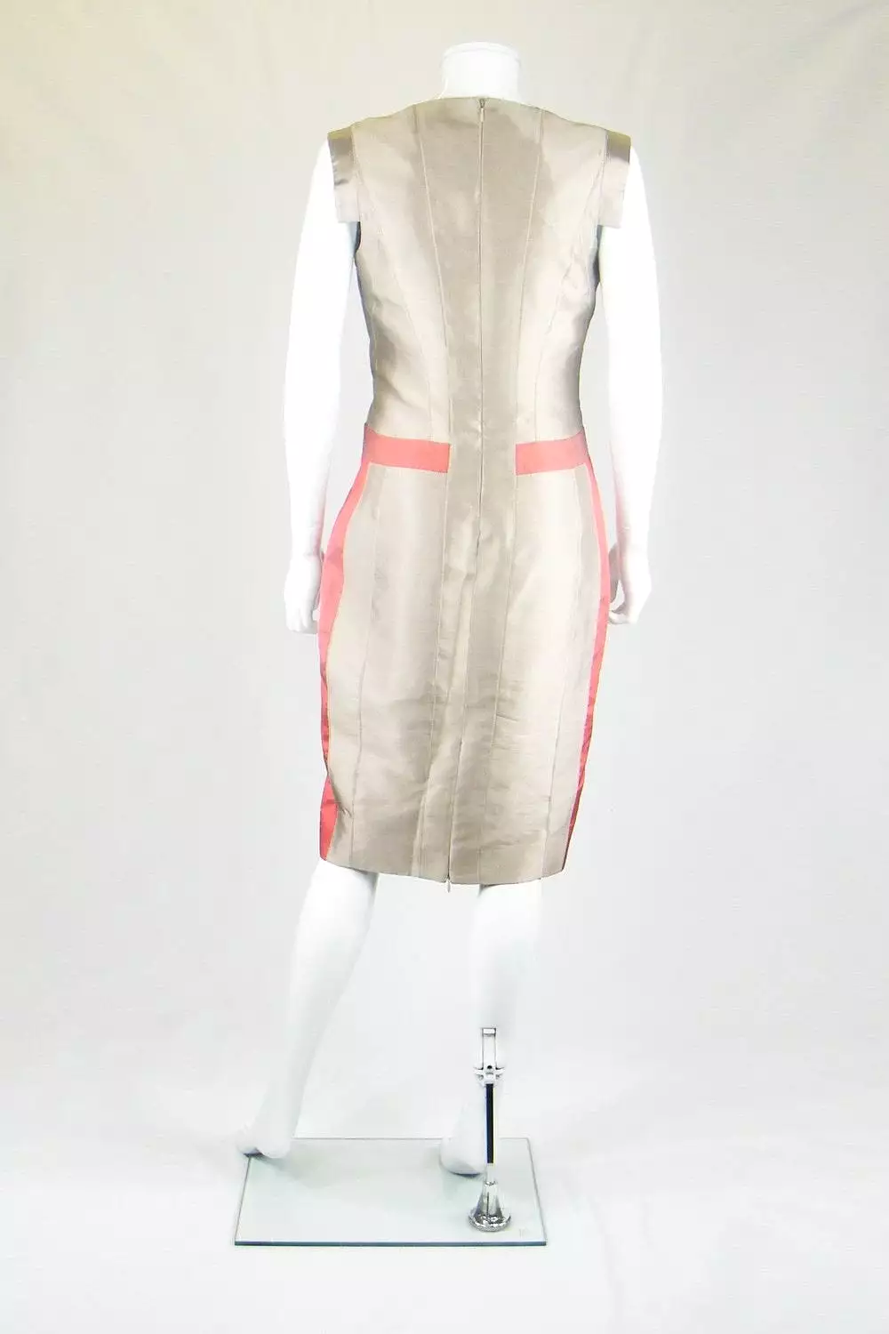 AMANDA WAKELEY Silk Gold Red Mikado Shift Dress (UK 10)