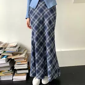 Annie Blue Plaid Maxi Skirt