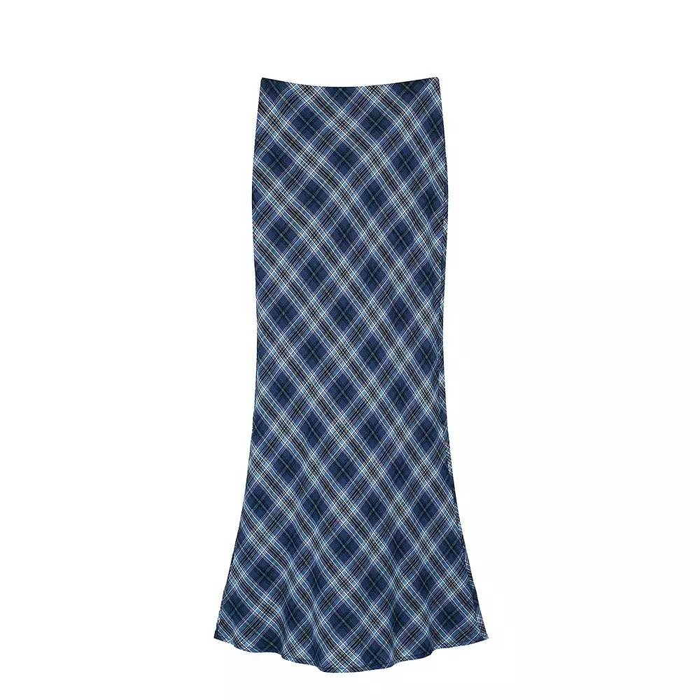 Annie Blue Plaid Maxi Skirt