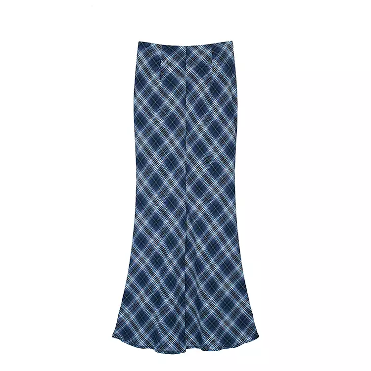 Annie Blue Plaid Maxi Skirt