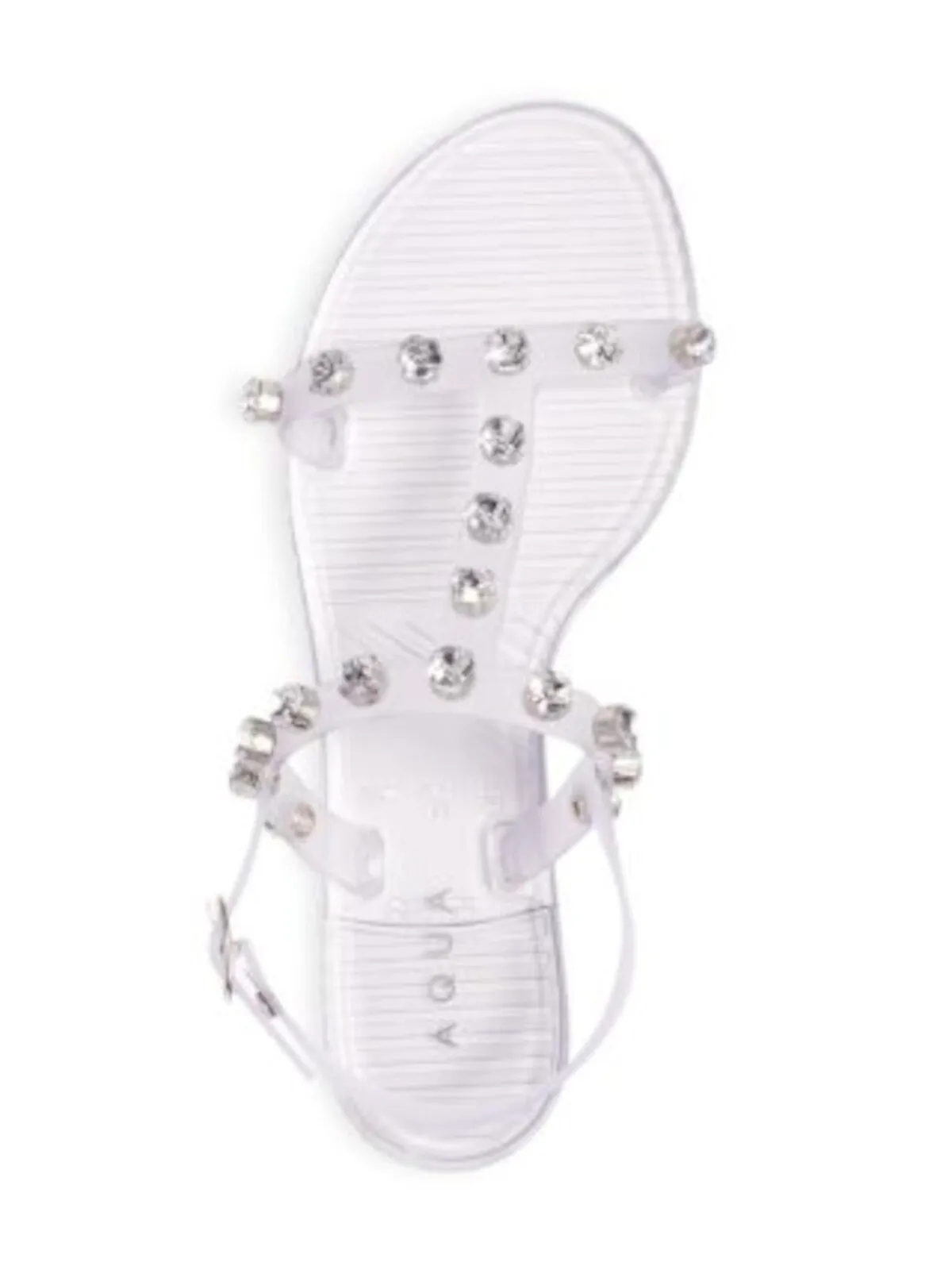 AQUA Womens Clear Translucent Slingback Studded T-Strap Open Toe Buckle Jelly