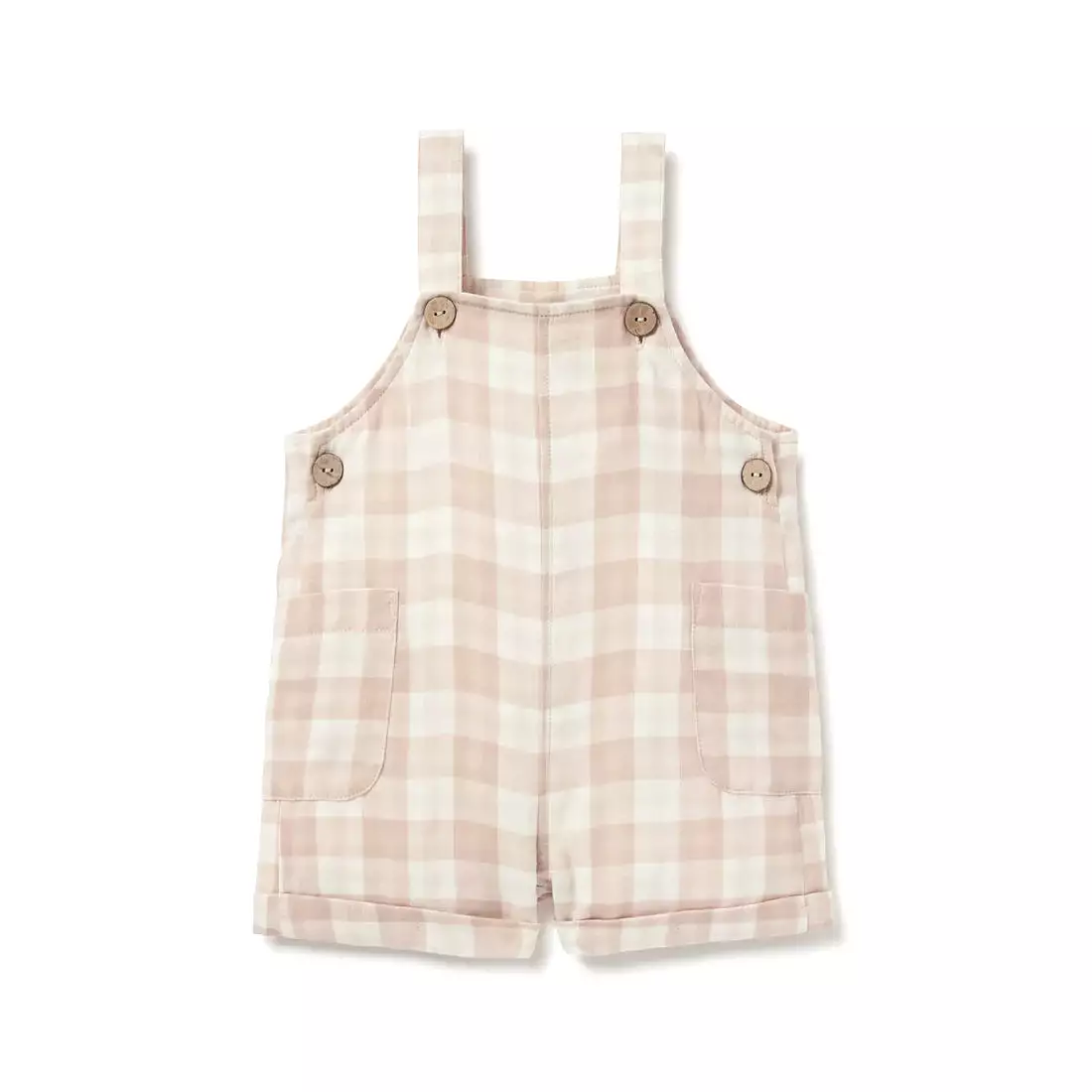 Aster & Oak - Taupe Gingham Overalls