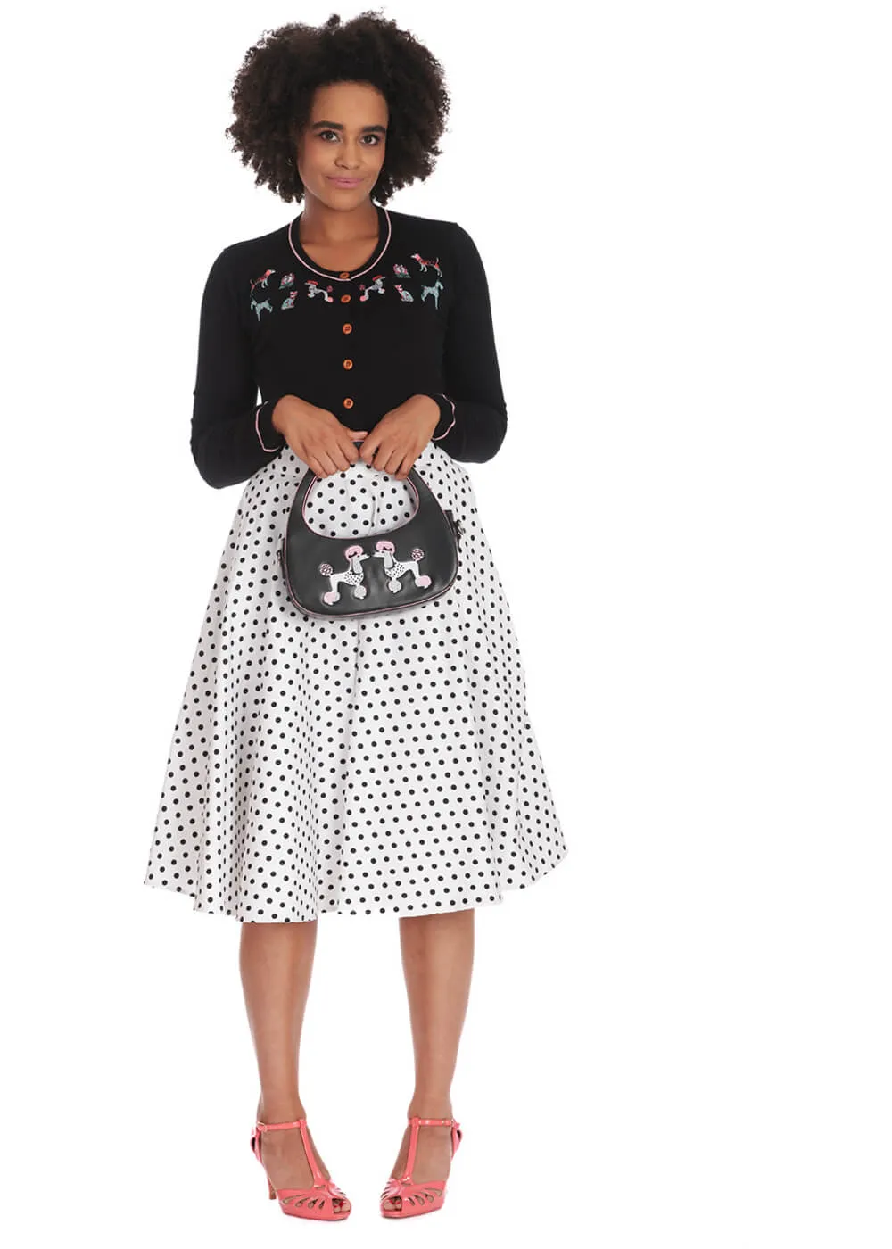 Banned Dot Days 50's Swing Skirt White