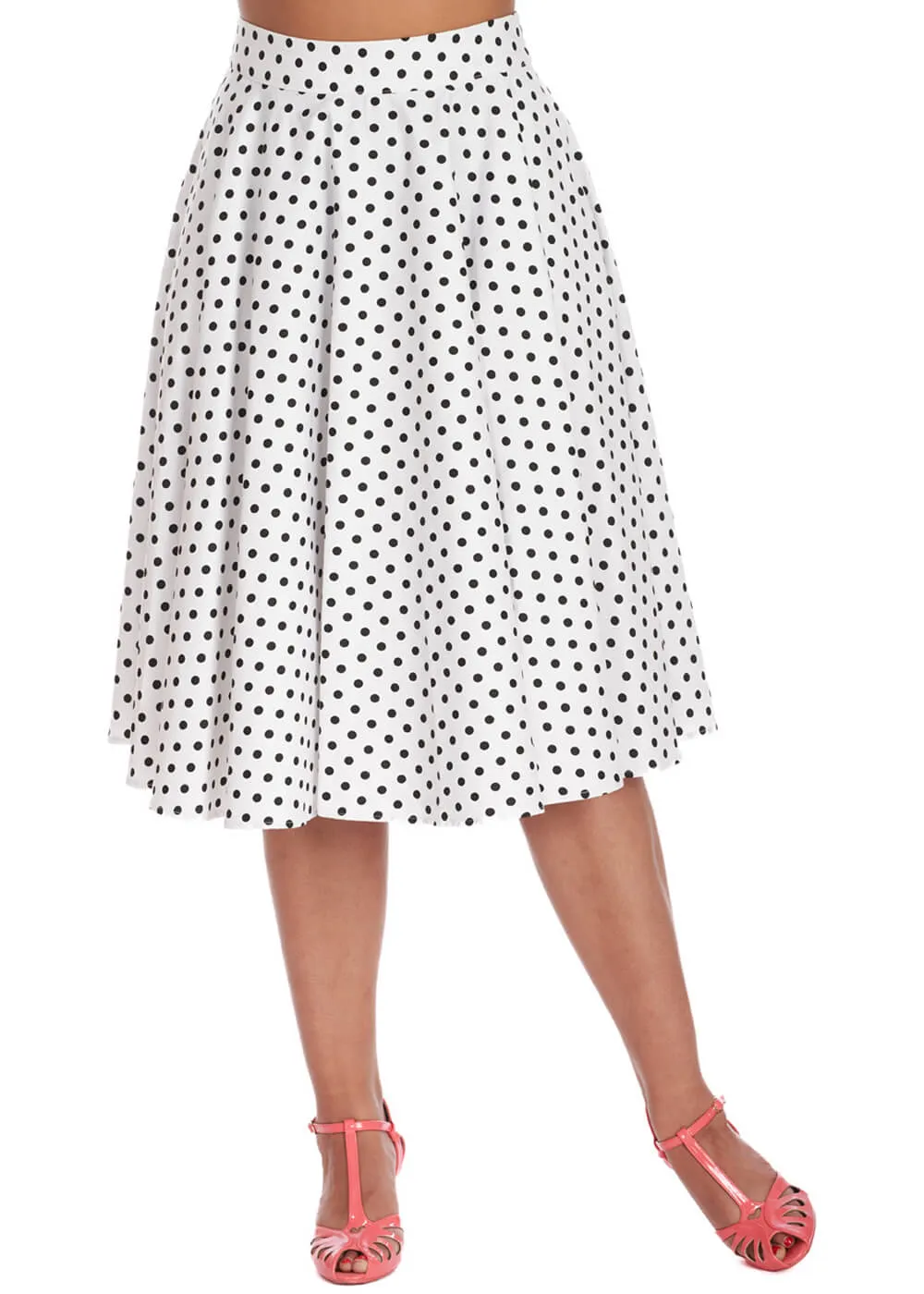 Banned Dot Days 50's Swing Skirt White