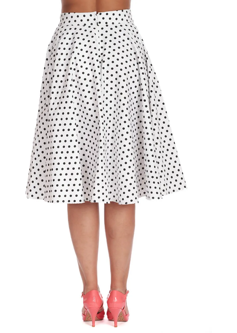 Banned Dot Days 50's Swing Skirt White