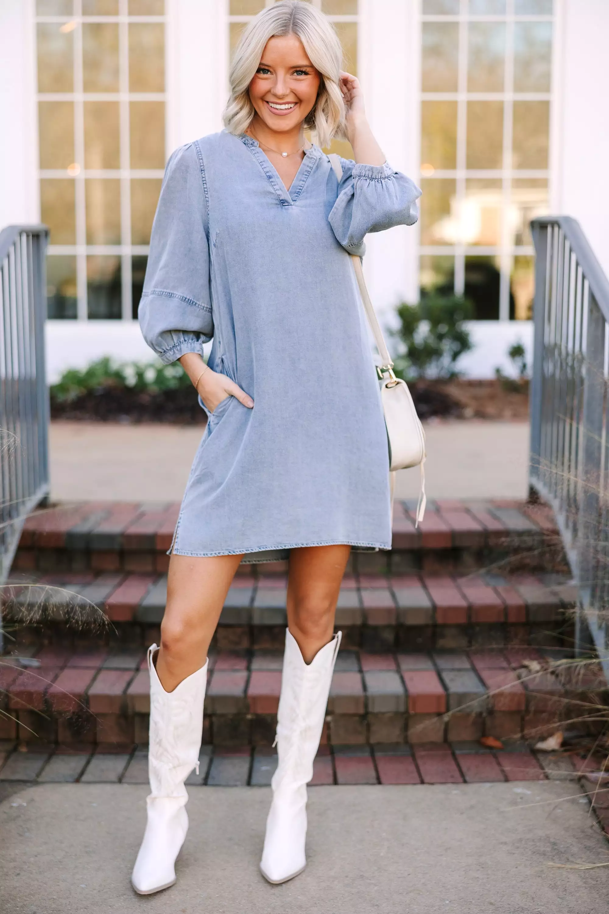 Be Your Own Person Denim Blue Shift Dress