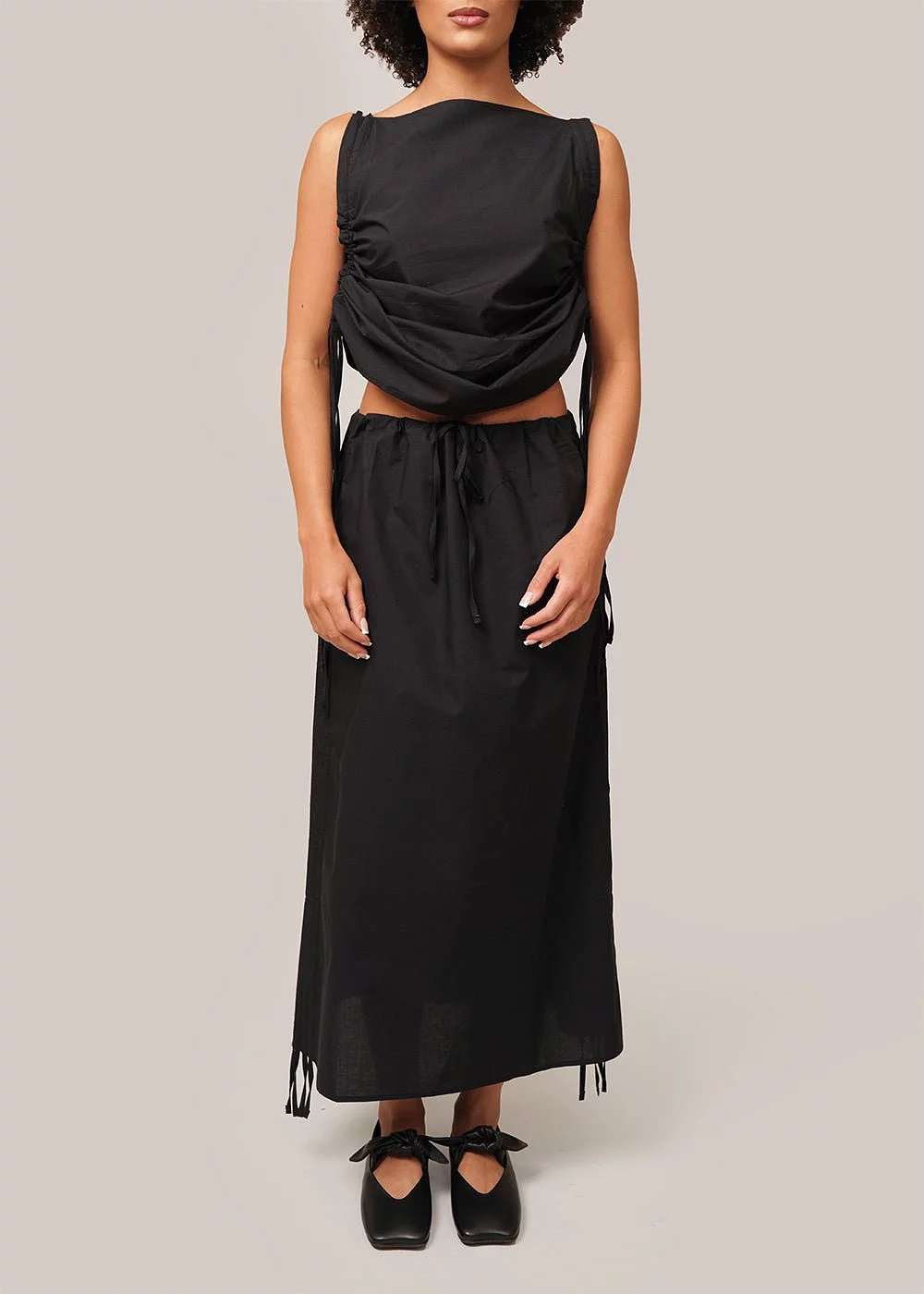 Black Pictorial Strap Skirt