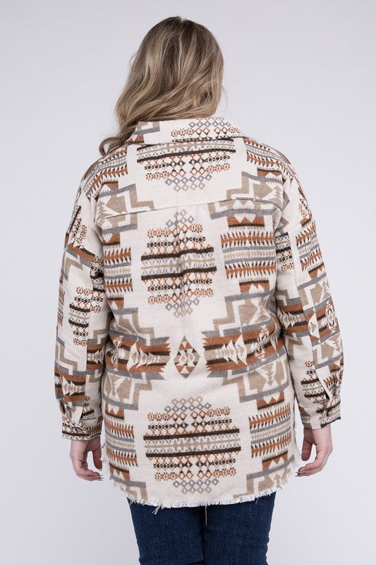 Blue B Plus Size Aztec Western Shacket