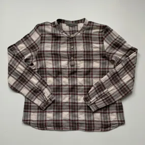 Bonpoint Brushed Cotton Collarless Check Shirt: 10 Years