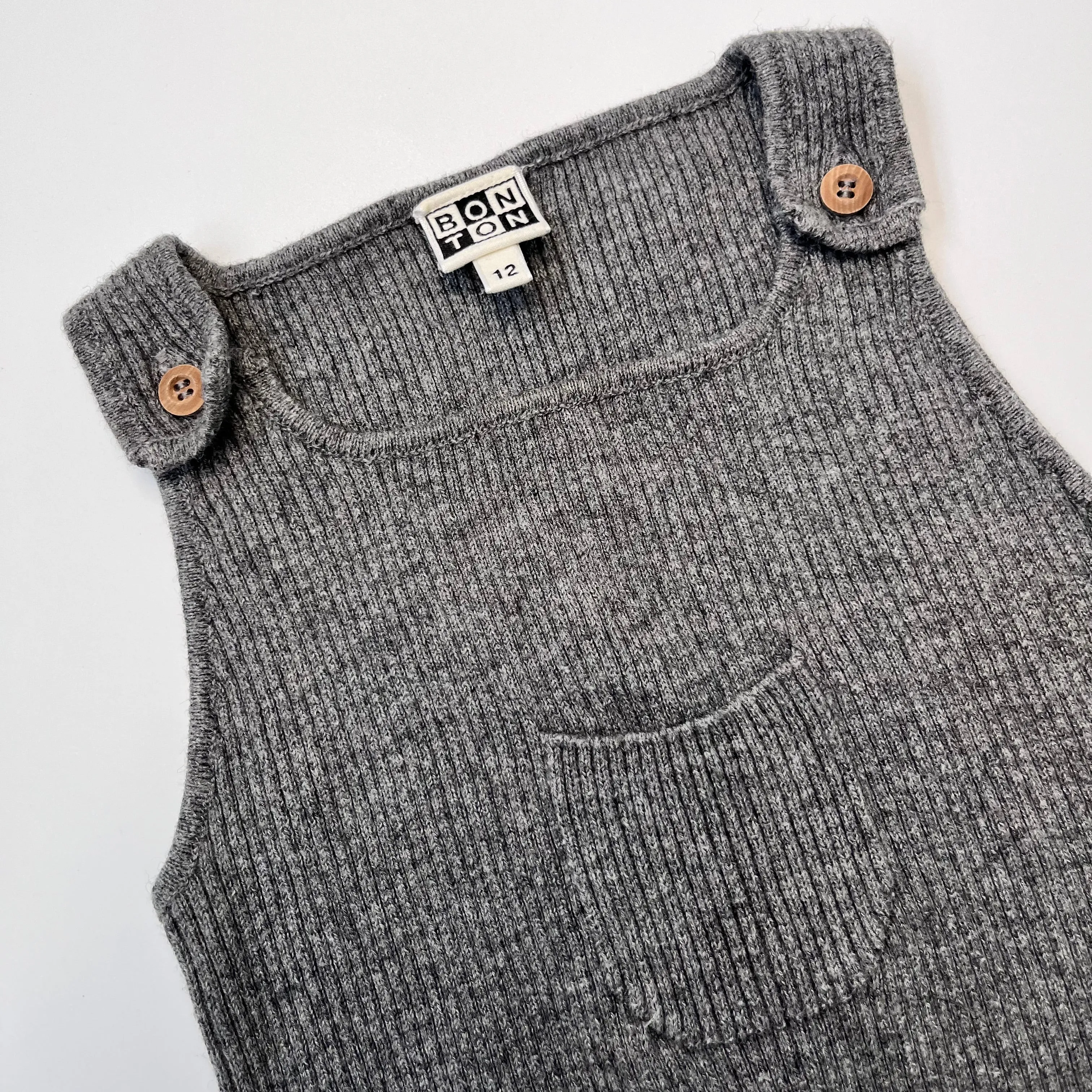 Bonton Grey Knitted Romper: 12 Months