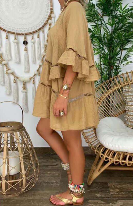 Casual Loose Linen Women Mini Dress