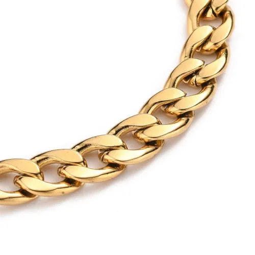 Chain Bracelets, 304 Stainless Steel, Cuban Link Bracelet, With Lobster Claw Clasp, Golden, 20cm