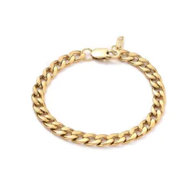 Chain Bracelets, 304 Stainless Steel, Cuban Link Bracelet, With Lobster Claw Clasp, Golden, 20cm