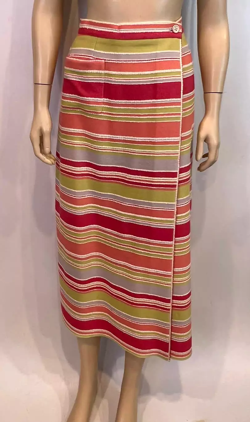 Chanel 00C 2000 Cruise Multicolor Stripe Maxi Long Skirt FR 34 US 4