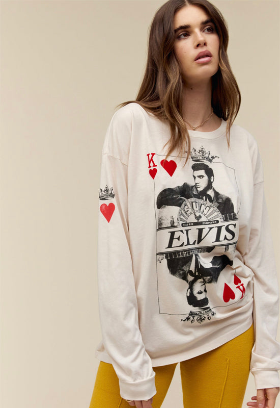 Daydreamer - Elvis King of Hearts Long Sleeve Dirty White