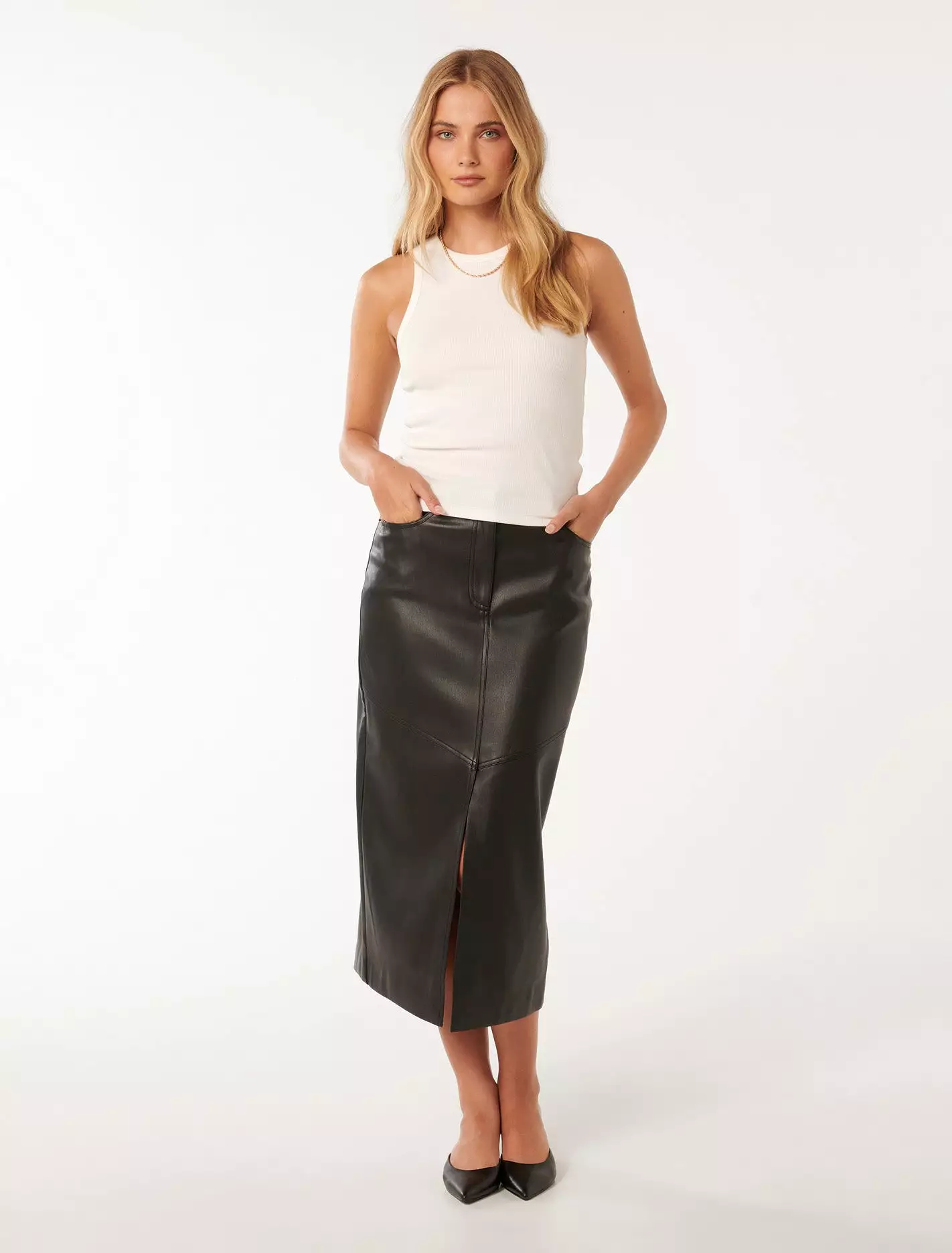 Elodie Vegan Leather Midaxi Skirt