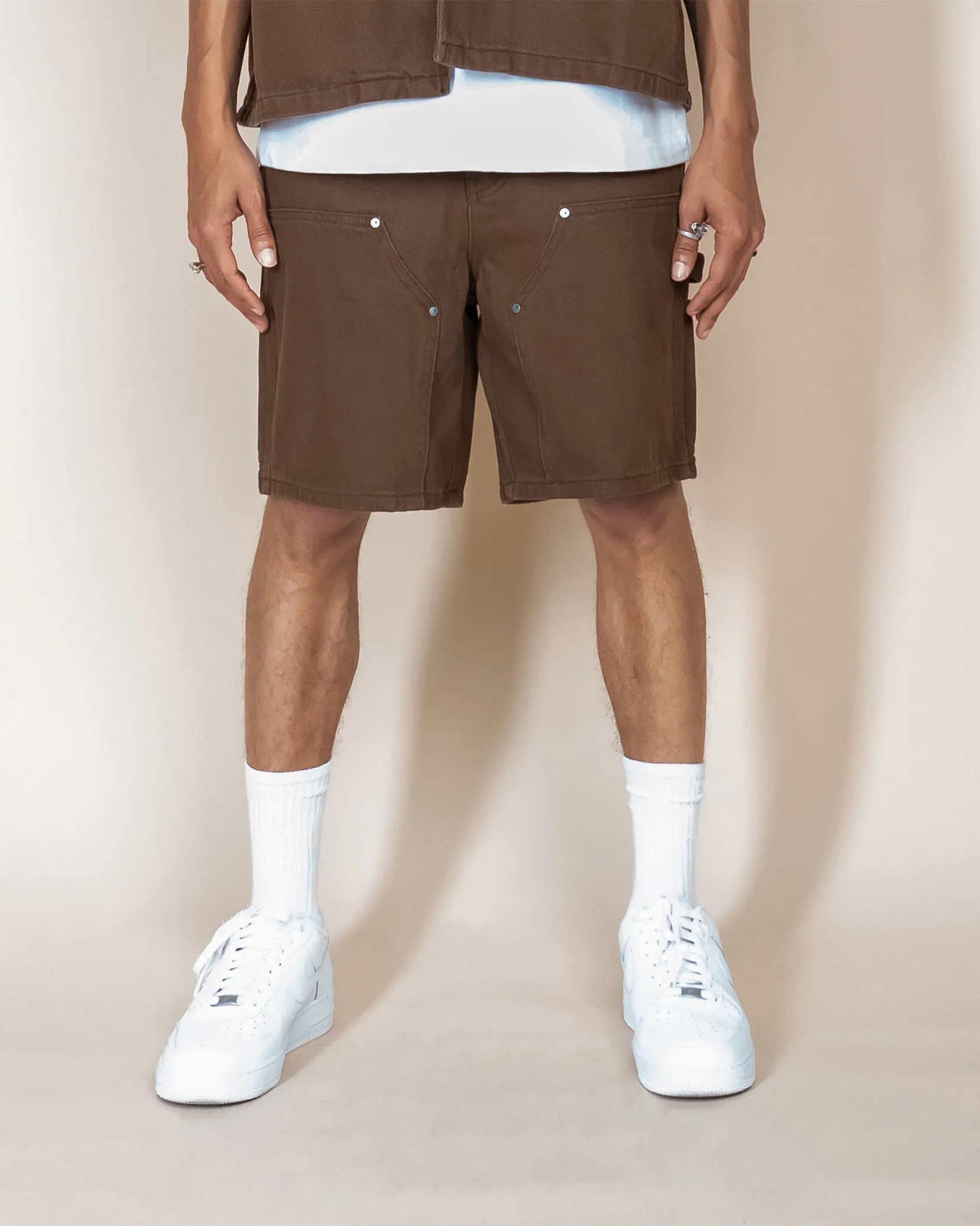 EPTM DOUBLE KNEE TWILL SHORTS - BROWN