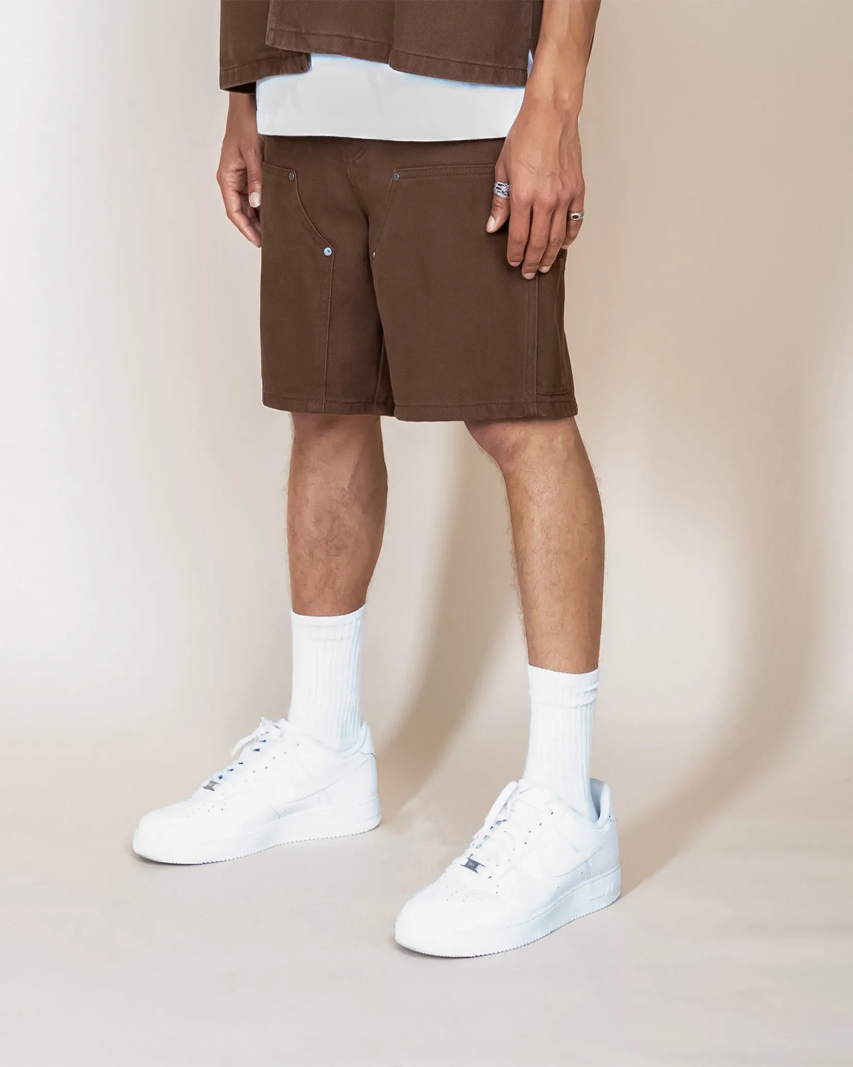 EPTM DOUBLE KNEE TWILL SHORTS - BROWN