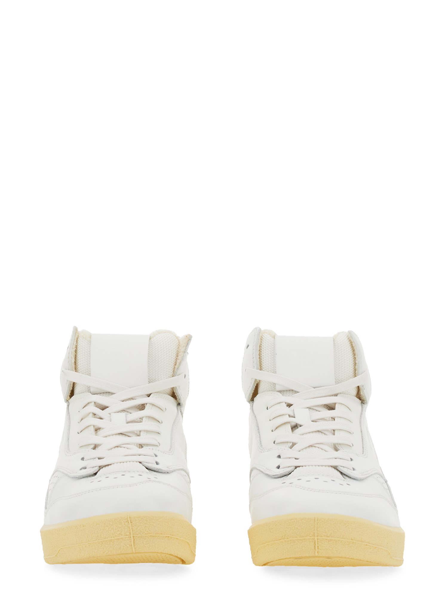 JIL SANDER    HIGH LEATHER SNEAKERS WITH LOGO