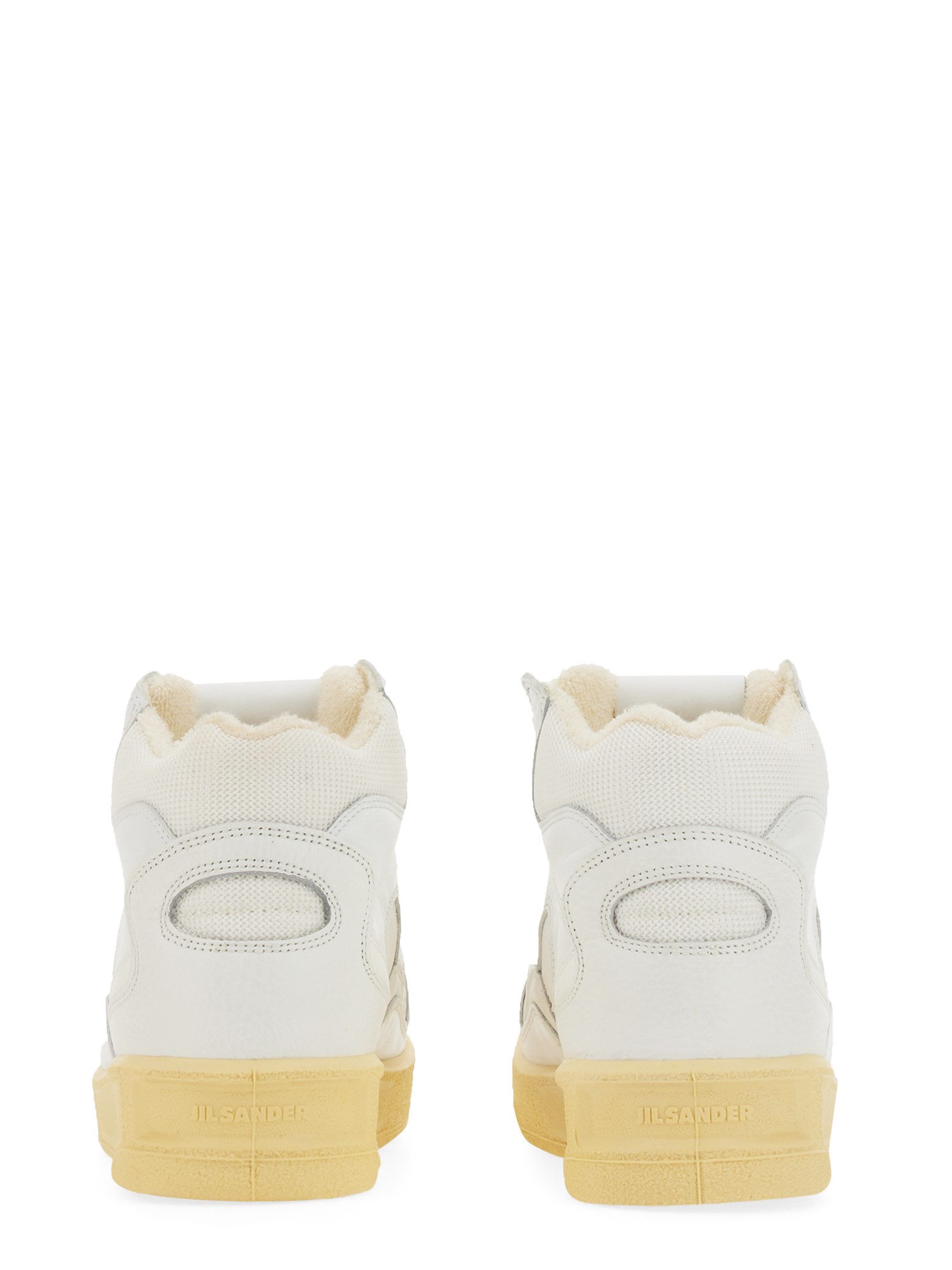 JIL SANDER    HIGH LEATHER SNEAKERS WITH LOGO