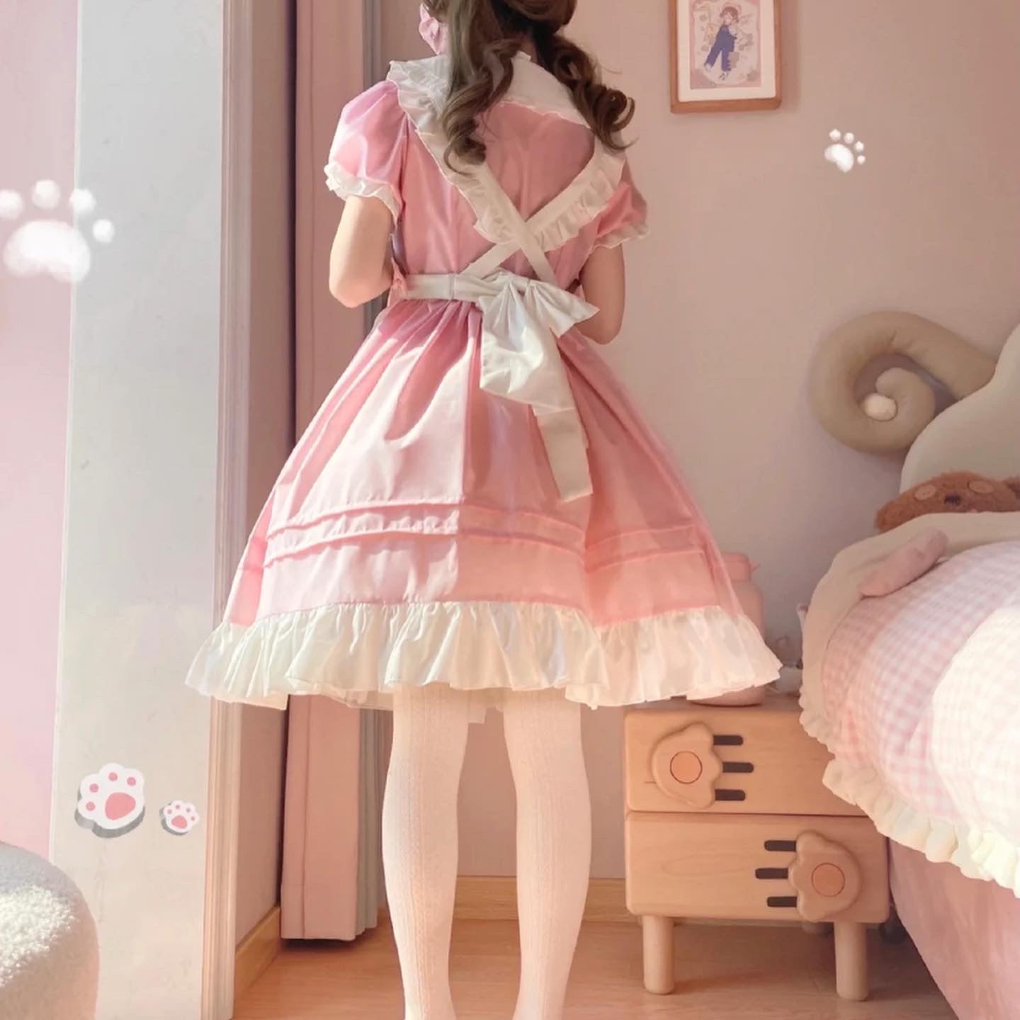 Kitty embroidery apron maid dress