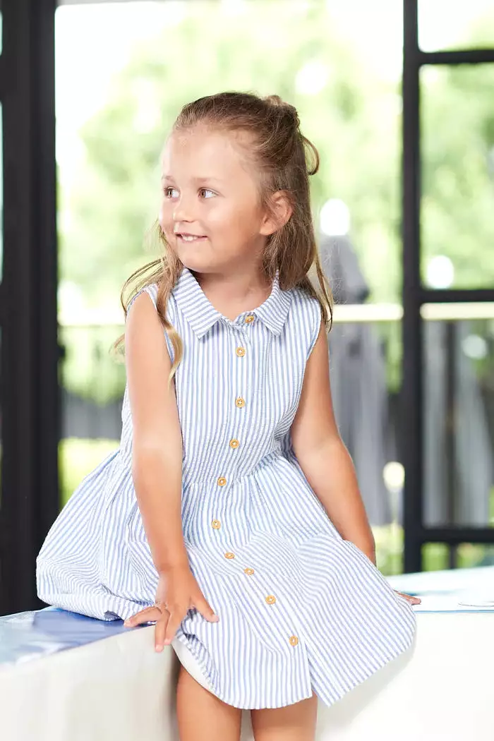 Last Size* Milky Yacht Stripe Dress - size 5yr