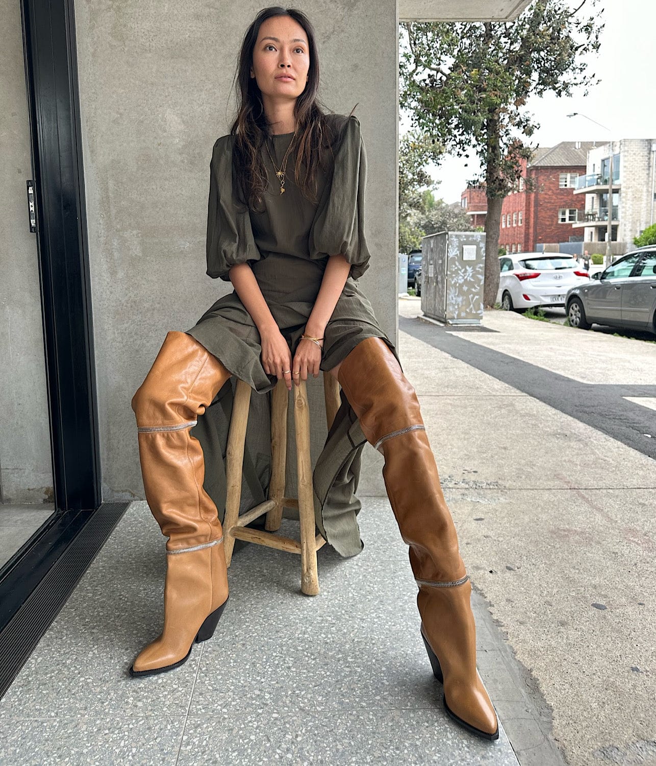 LELODIE THIGH BOOT- HAVANA