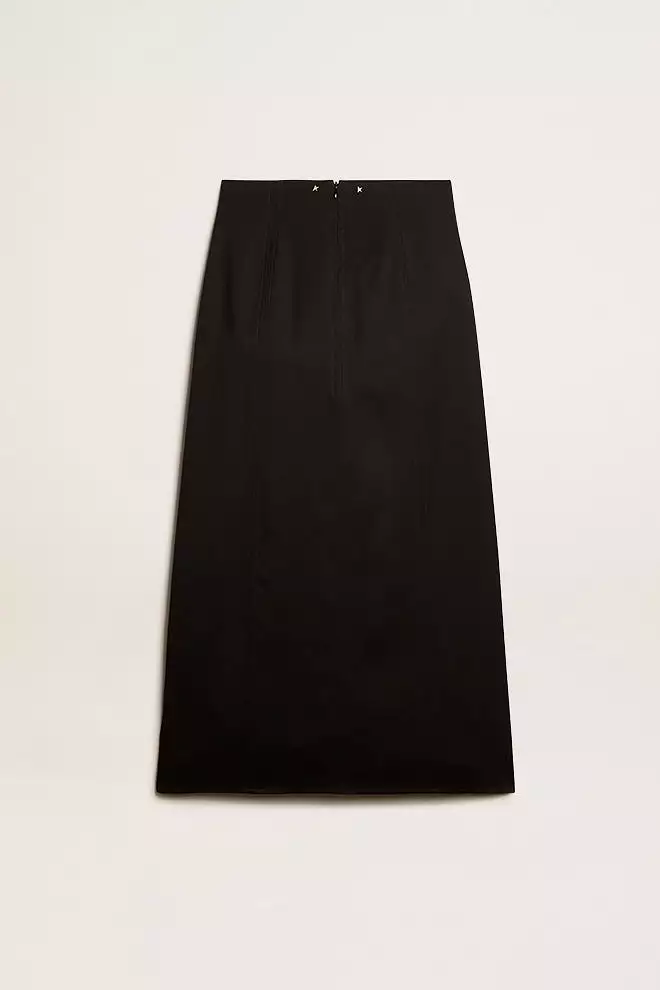 Lilibeth Wool Gabardine Black Maxi Skirt