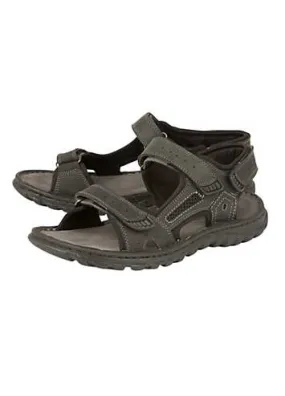 Lotus Mens Noah Black Leather Sandals | Grattan