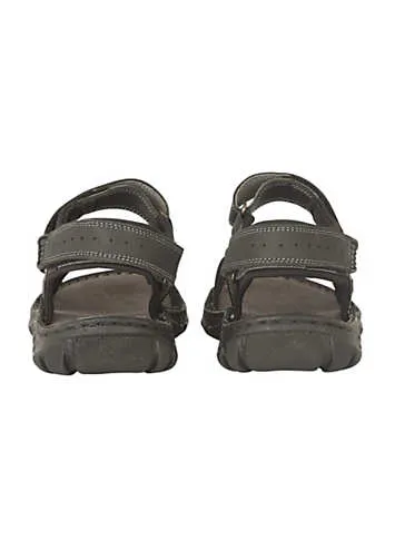 Lotus Mens Noah Black Leather Sandals | Grattan