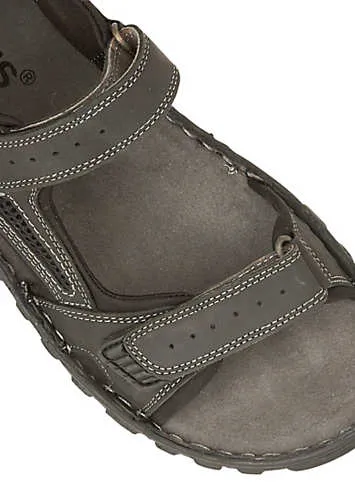 Lotus Mens Noah Black Leather Sandals | Grattan