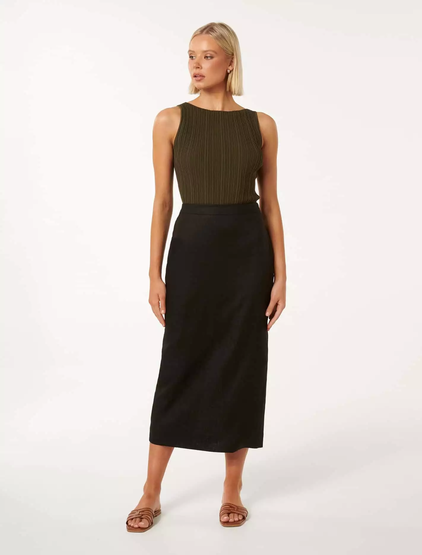 Lucy Linen Column Midi Skirt