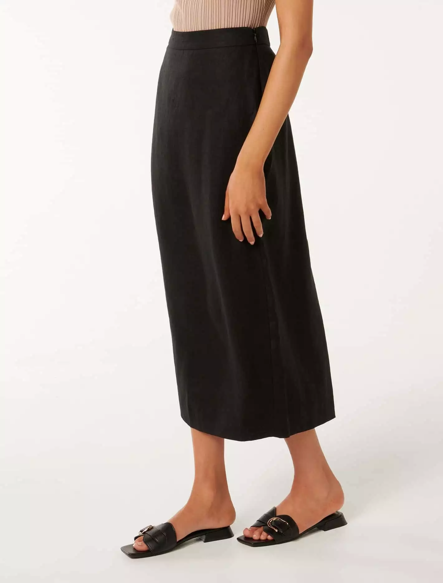 Lucy Petite Linen Column Midi Skirt