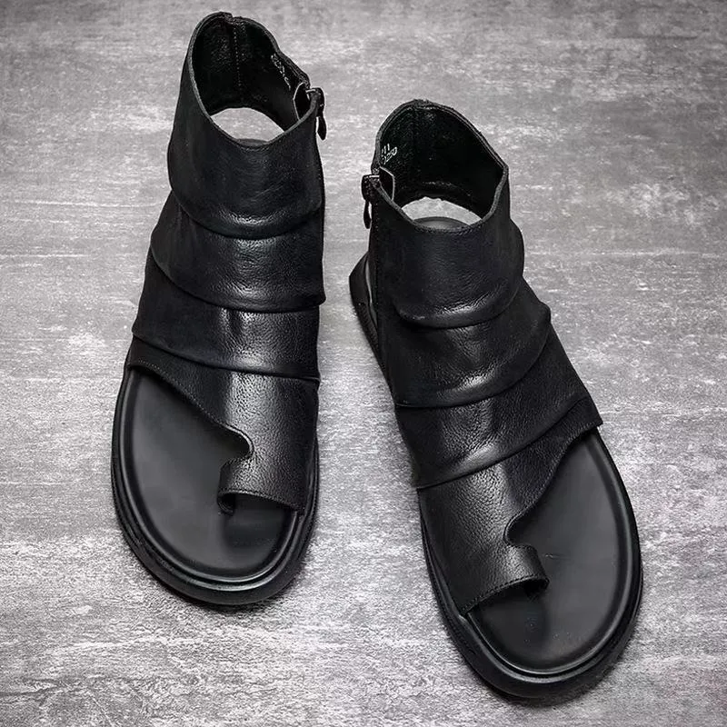 Men High Top Leather Sandals 