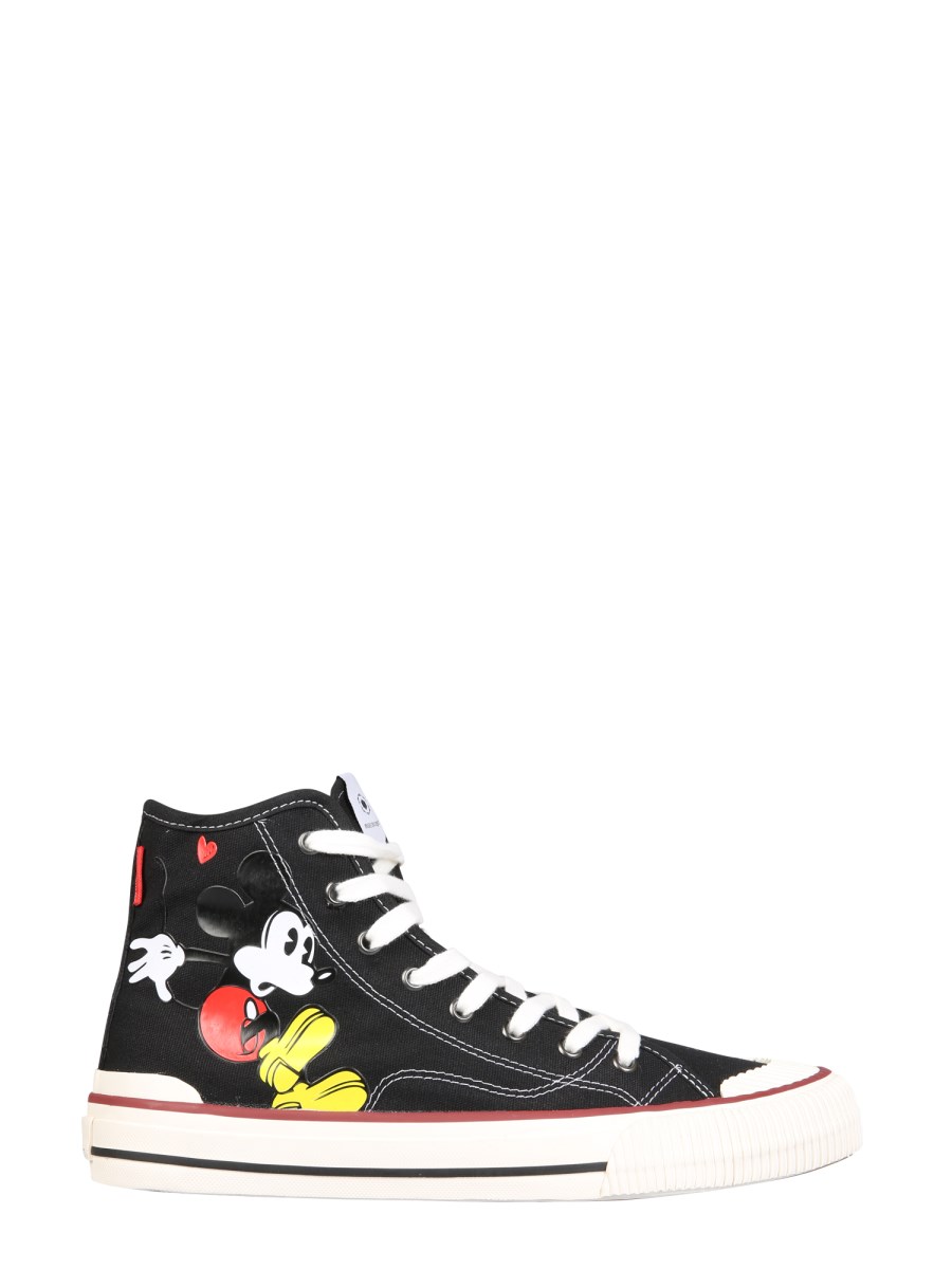 MOACONCEPT    HIGH-TOP MASTER COLLECTOR SNEAKERS WITH CANVAS MICKEY MOUSE PRINT