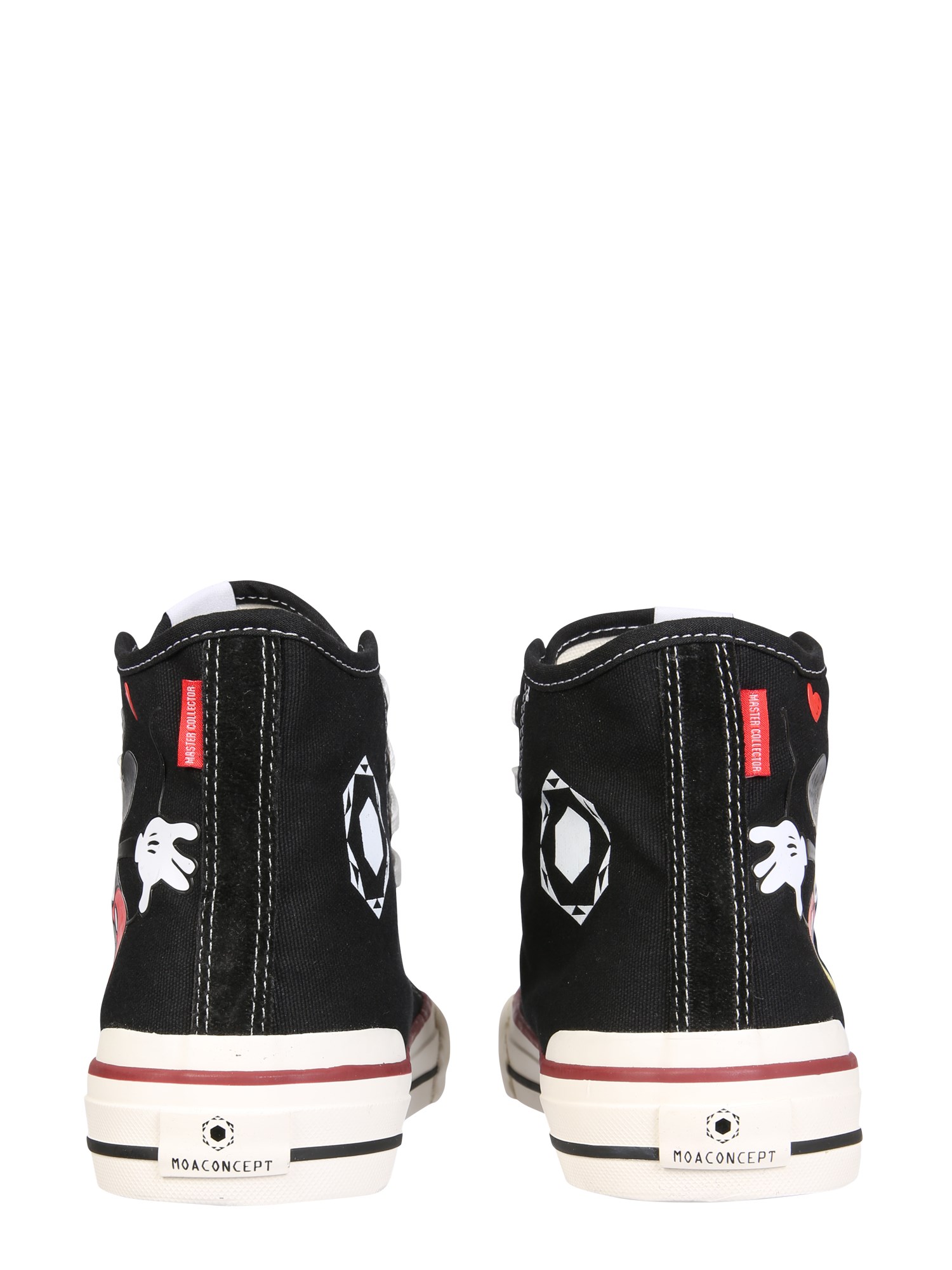 MOACONCEPT    HIGH-TOP MASTER COLLECTOR SNEAKERS WITH CANVAS MICKEY MOUSE PRINT