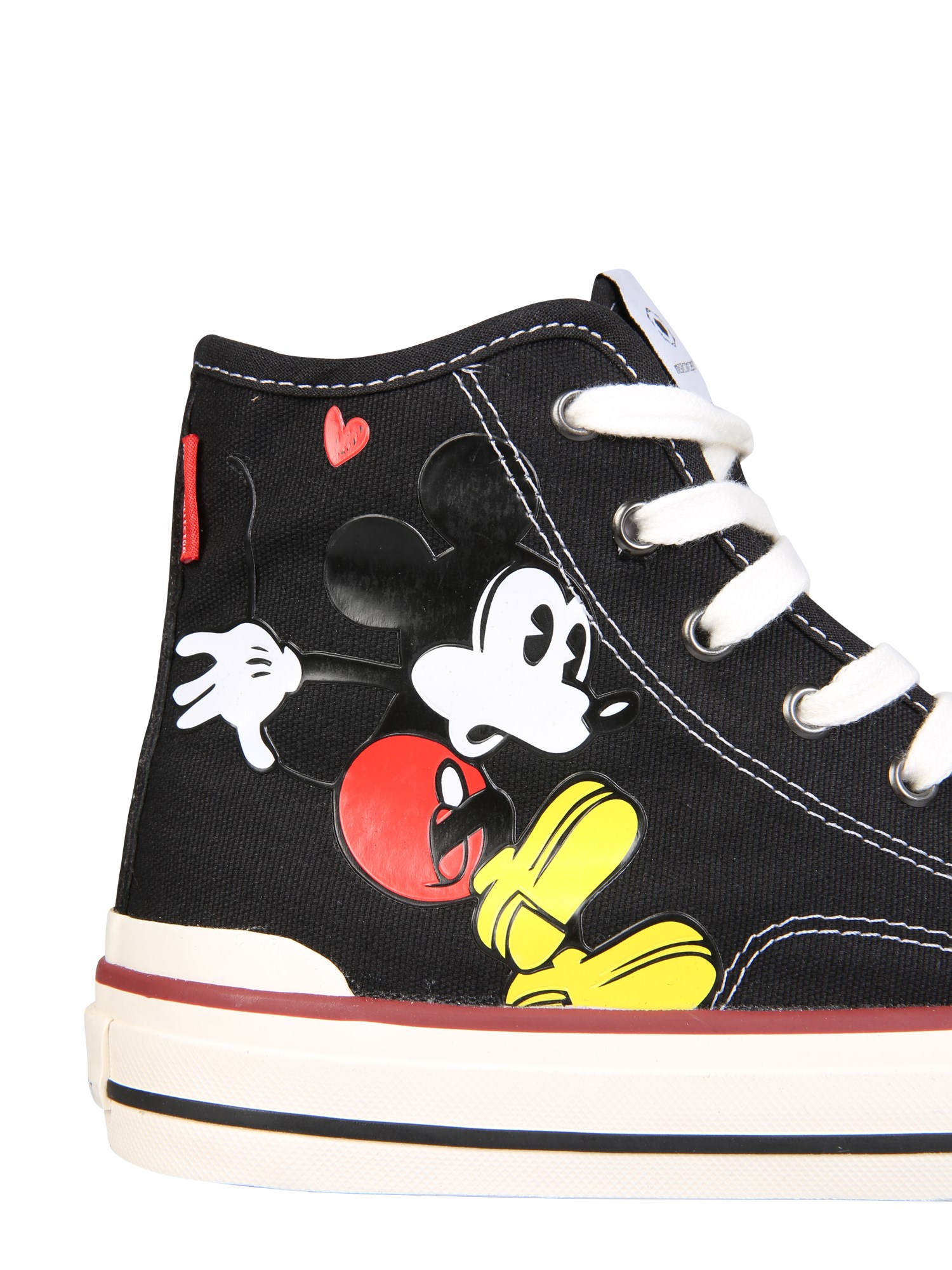 MOACONCEPT    HIGH-TOP MASTER COLLECTOR SNEAKERS WITH CANVAS MICKEY MOUSE PRINT