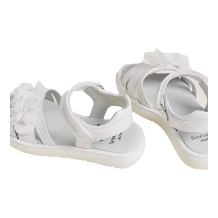 Nero Giardini E427670F 707 Scarpe Sandali Bambina con Fiore in Pelle T Diamond Bianco