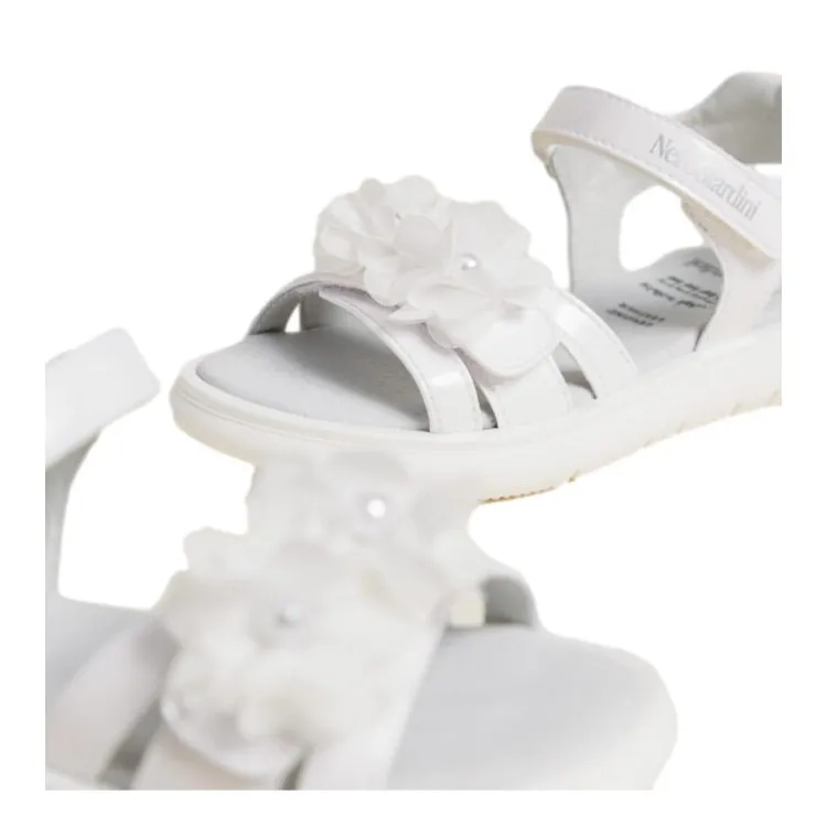 Nero Giardini E427670F 707 Scarpe Sandali Bambina con Fiore in Pelle T Diamond Bianco