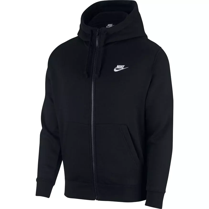 NIKE UNISEX SPORTSWEAR CLUB FLEECE BLACK FULL-ZIP HOODED JACKET