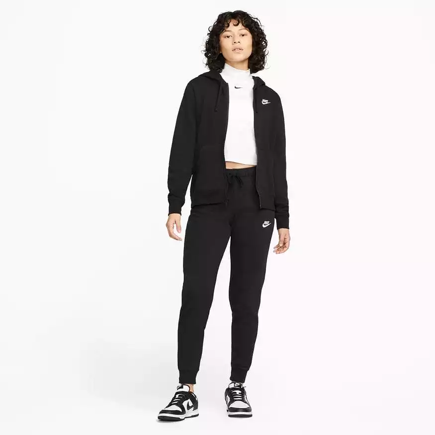 NIKE WOMEN'S SPORTSWEAR CLUB FLEECE BLACK FULL-ZIP JACKET