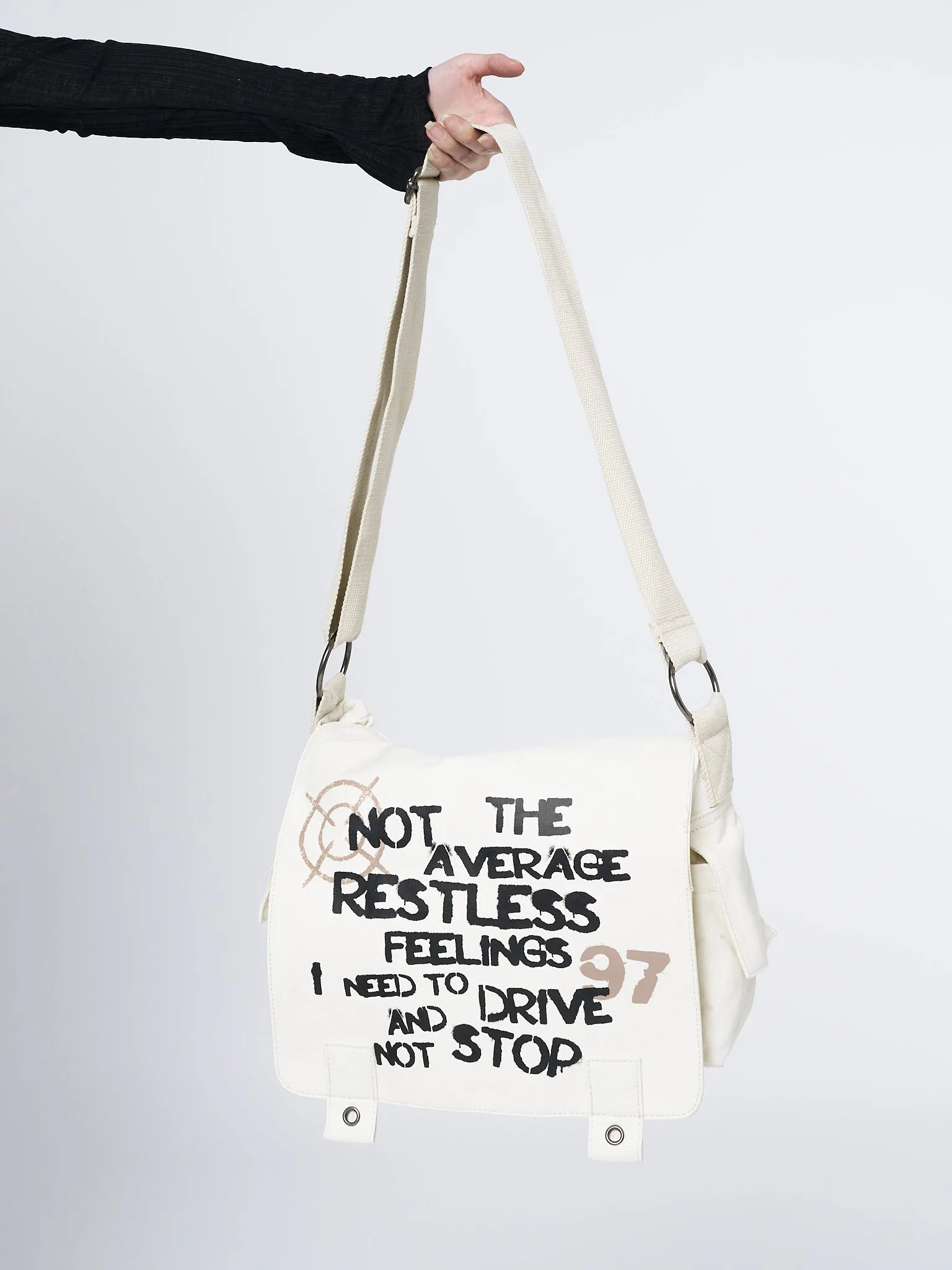 Non Stop White Canvas Messenger Bag