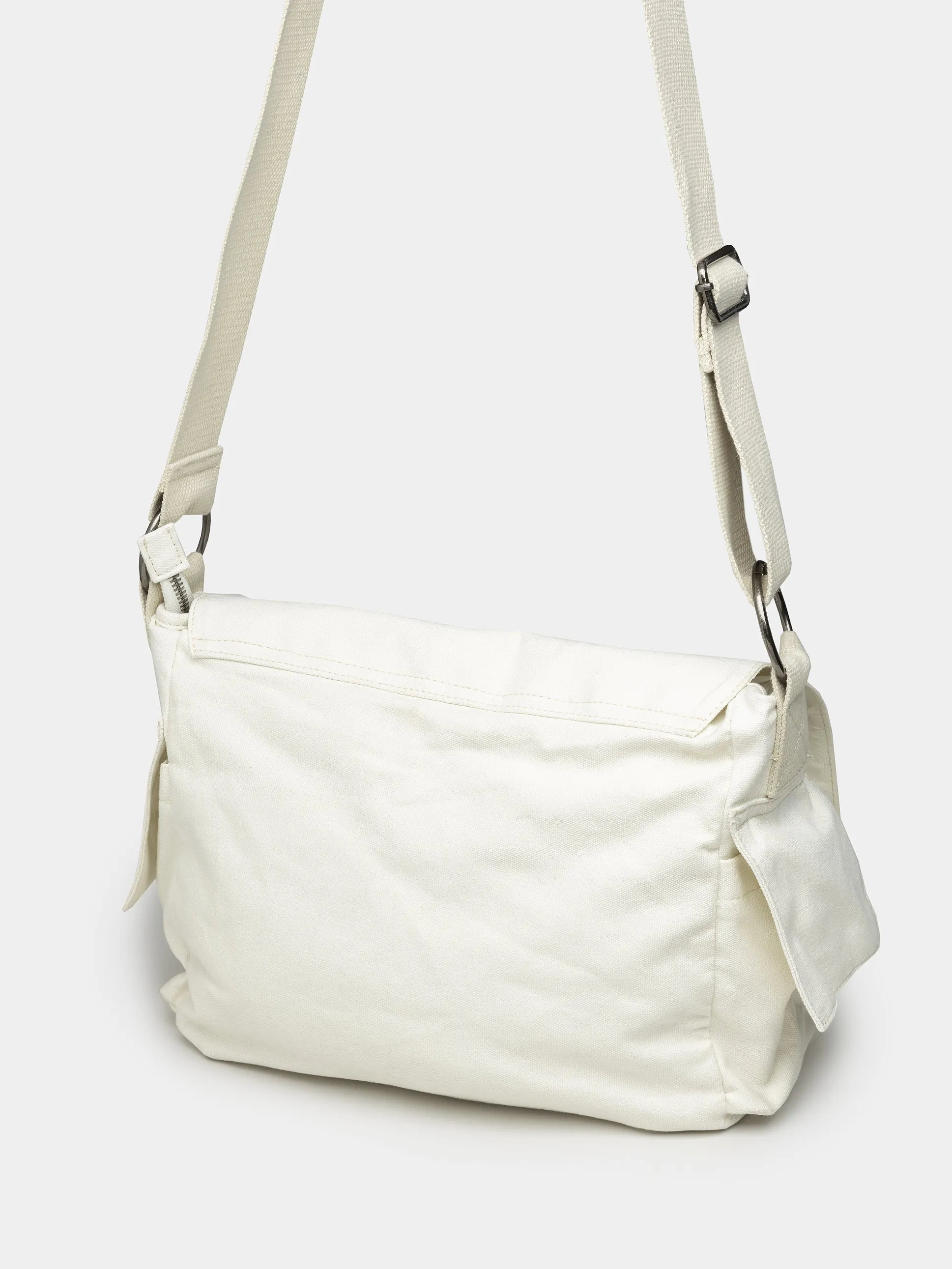 Non Stop White Canvas Messenger Bag