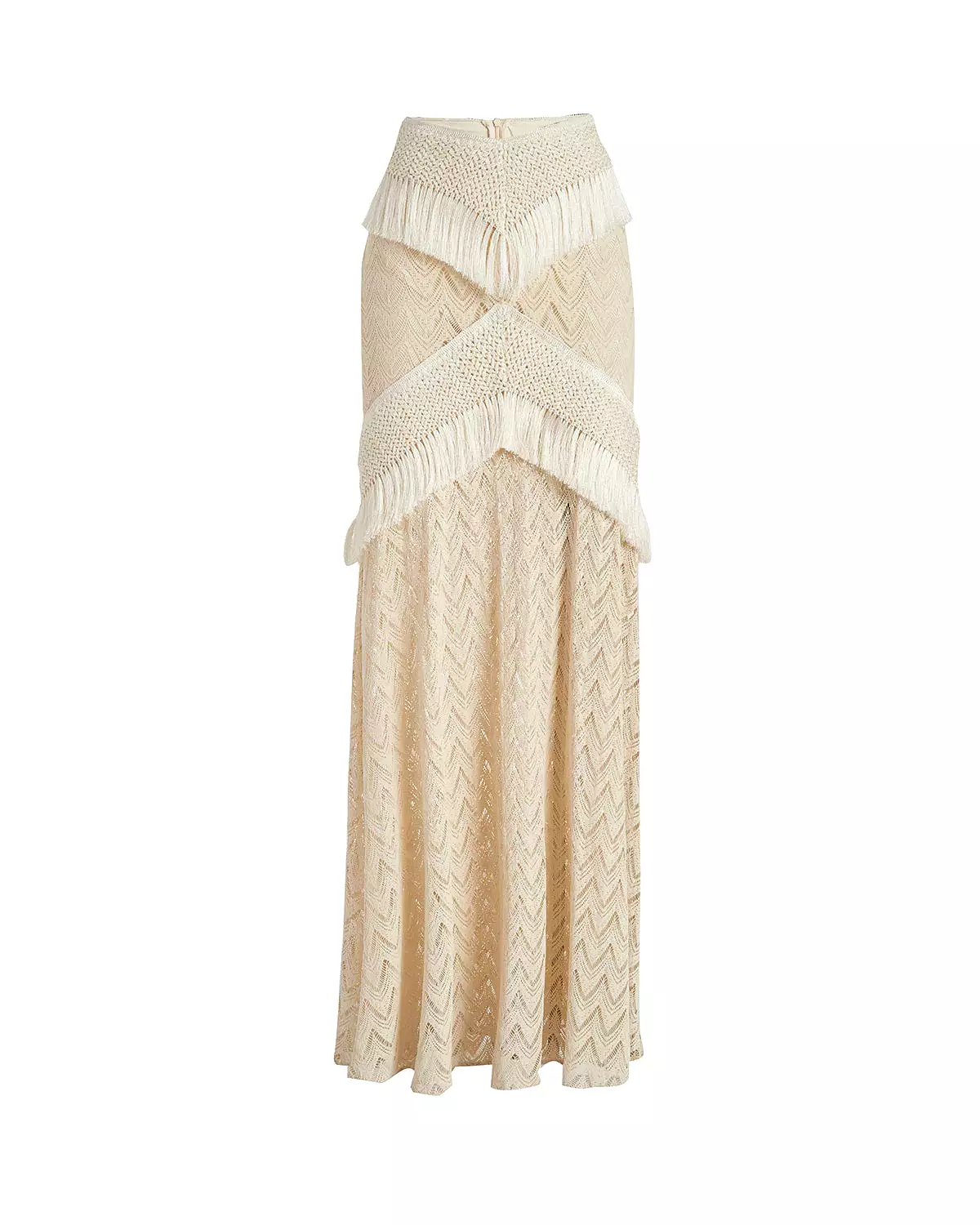 Patbo - Fringe Trim Maxi Skirt - Sandstone