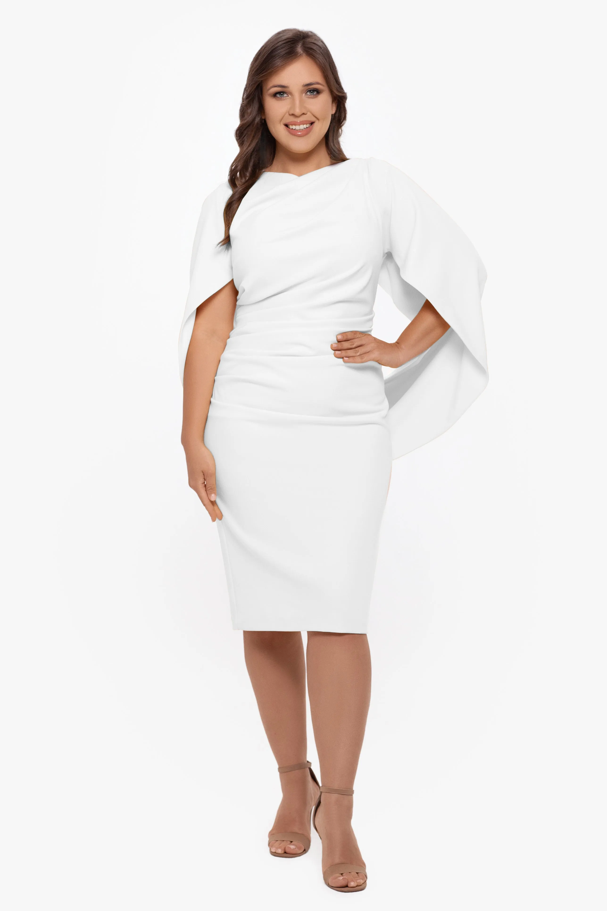 Plus Jordan Short Scuba Crepe Drape Back Dress