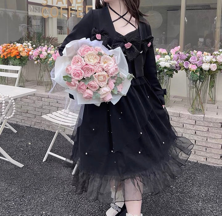 Plus size more kawaii romantic rose slip dress / suit