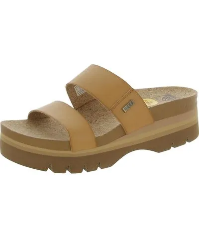 Reef Cushion Vista Hi 2.5 Womens Faux Leather Slip On Wedge Sandals